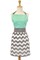 CC Home Furnishings Chevron Skirt Kitchen Chef Apron - 31" - Mint Green and Gray